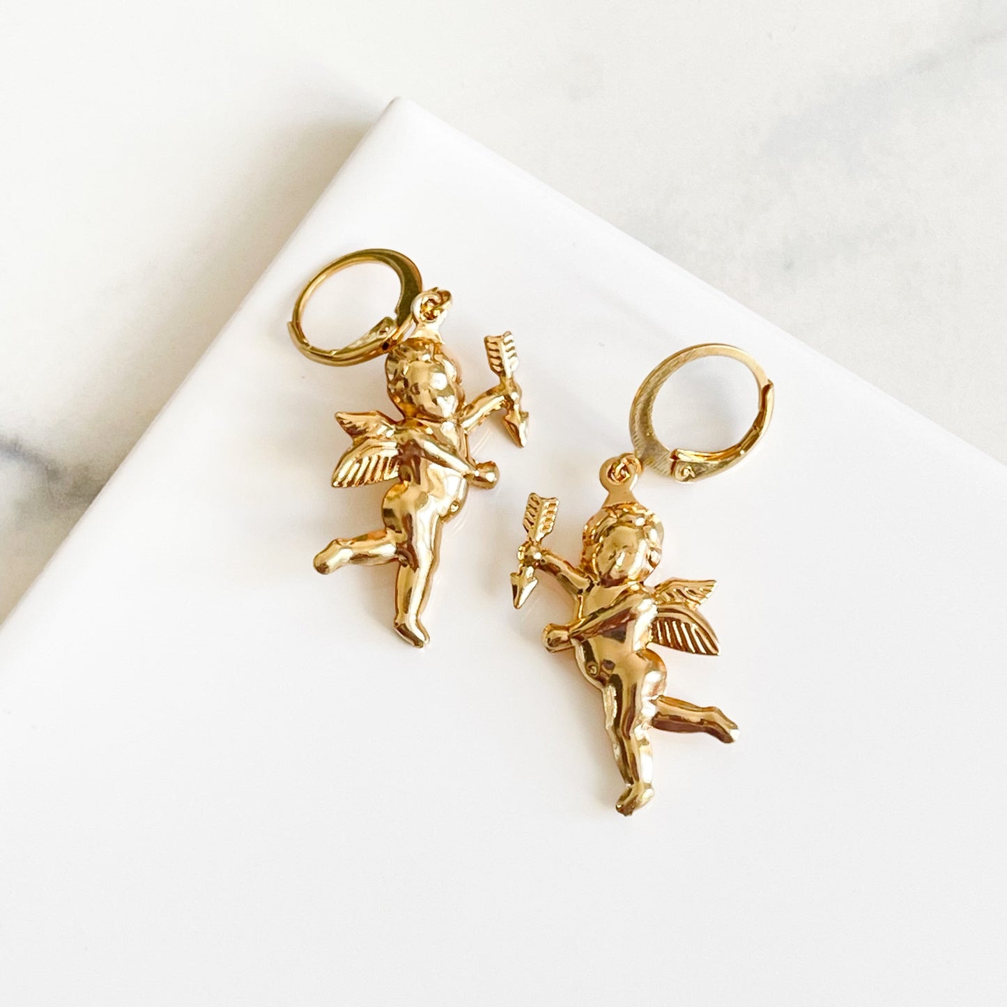 Gold Plated Cupid Huggies