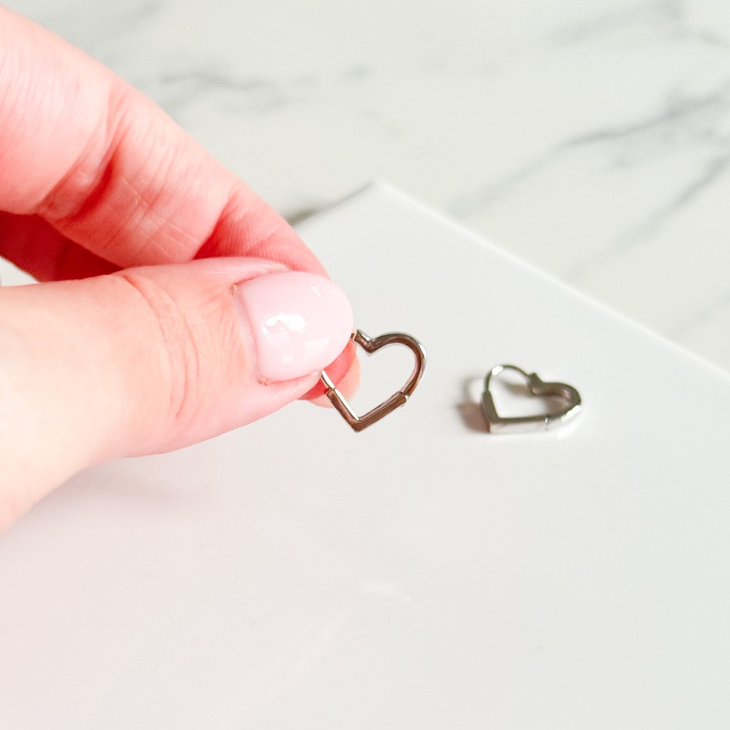 Small Platinum Plated 3D Heart Huggies
