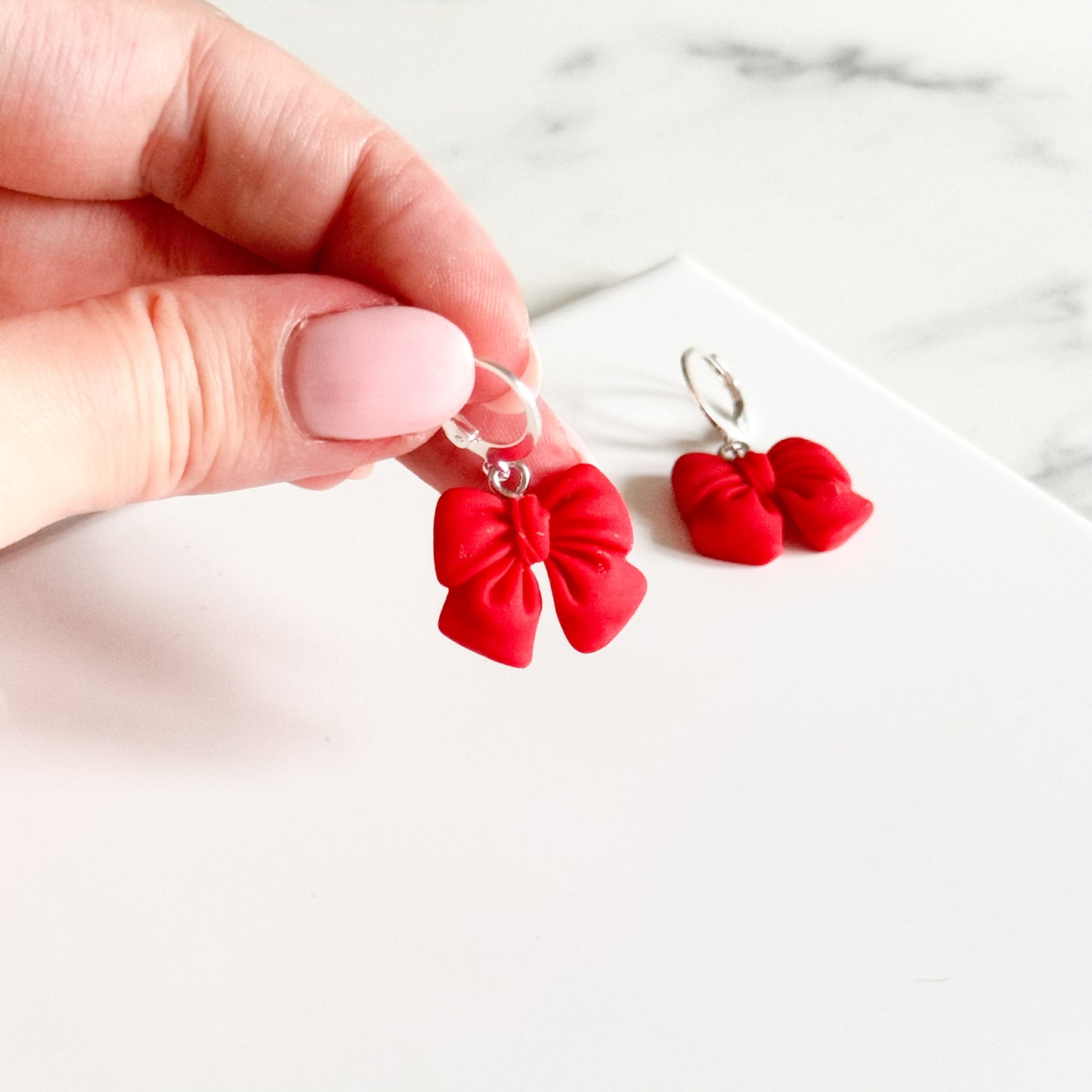 Red Opaque Resin Bow Huggies