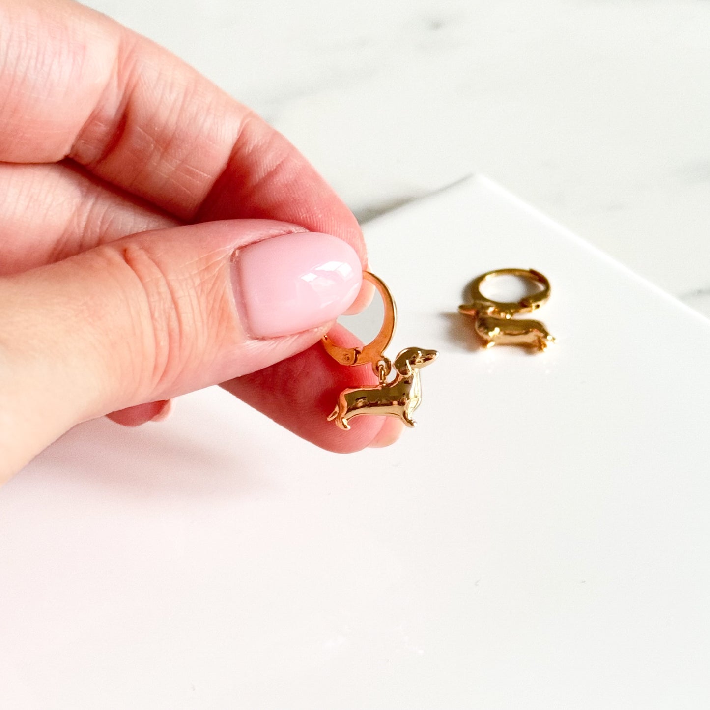 Gold Plated Sausage Dog Huggies