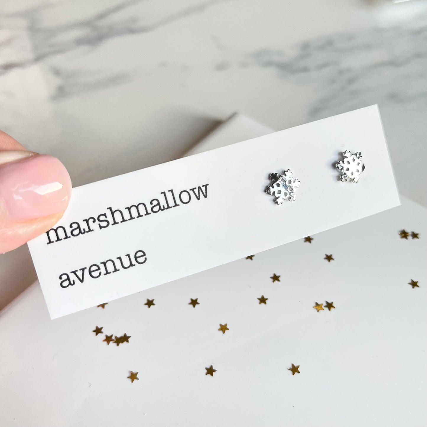 Platinum Plated Snowflake Studs