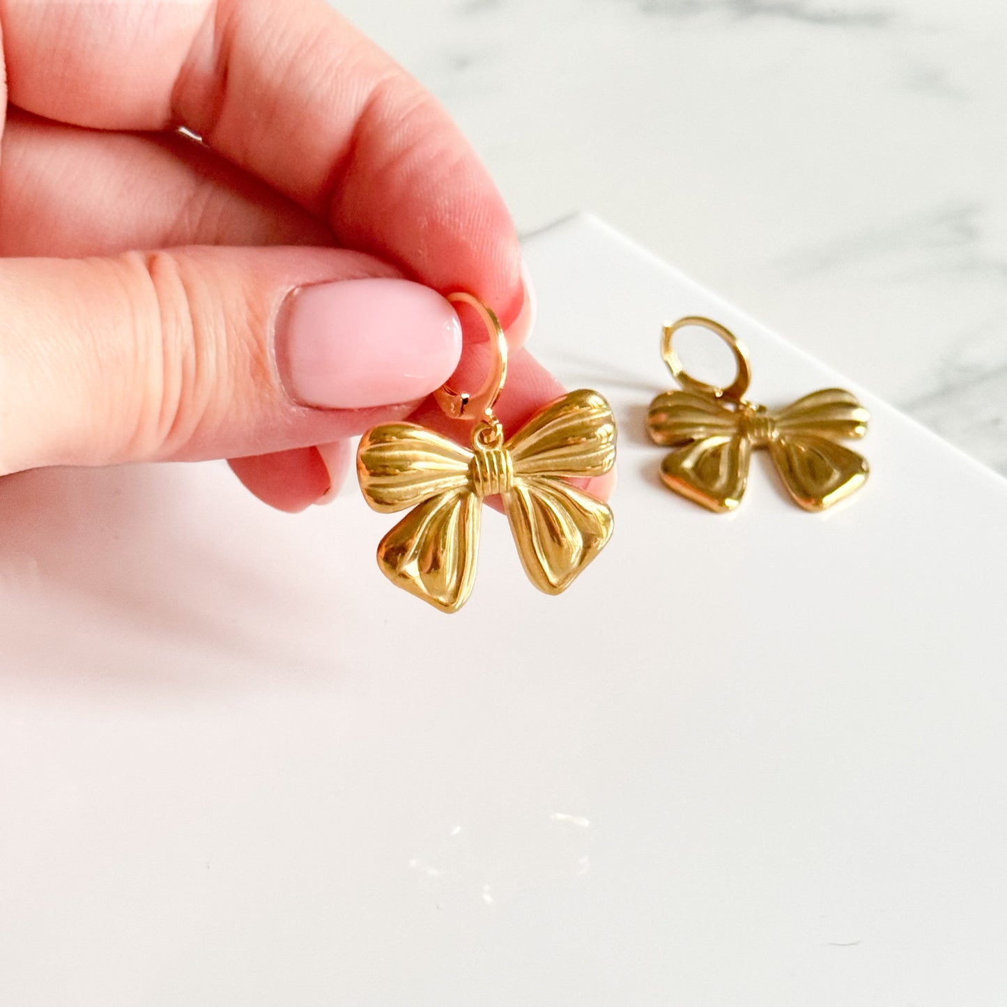 Gold Plated Flat Bow Huggies