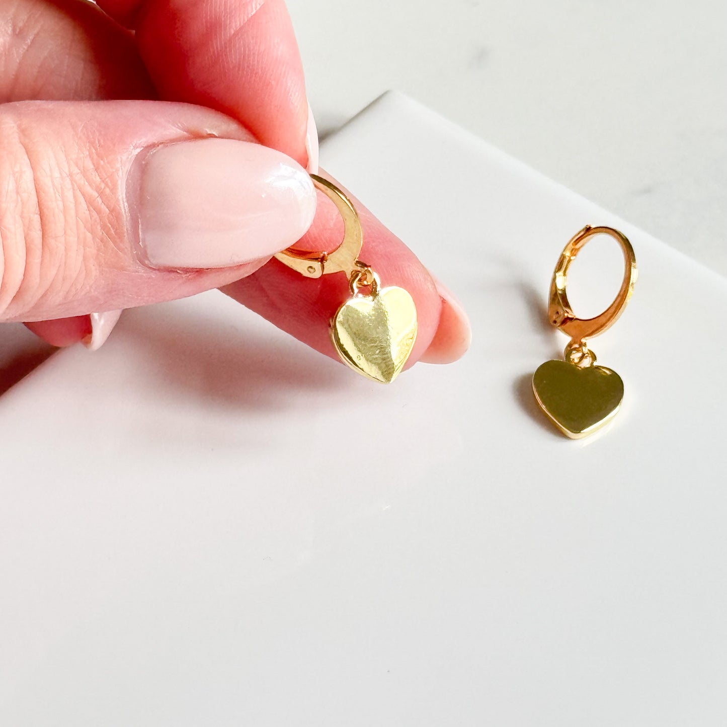 Gold Plated Drop Heart Huggies