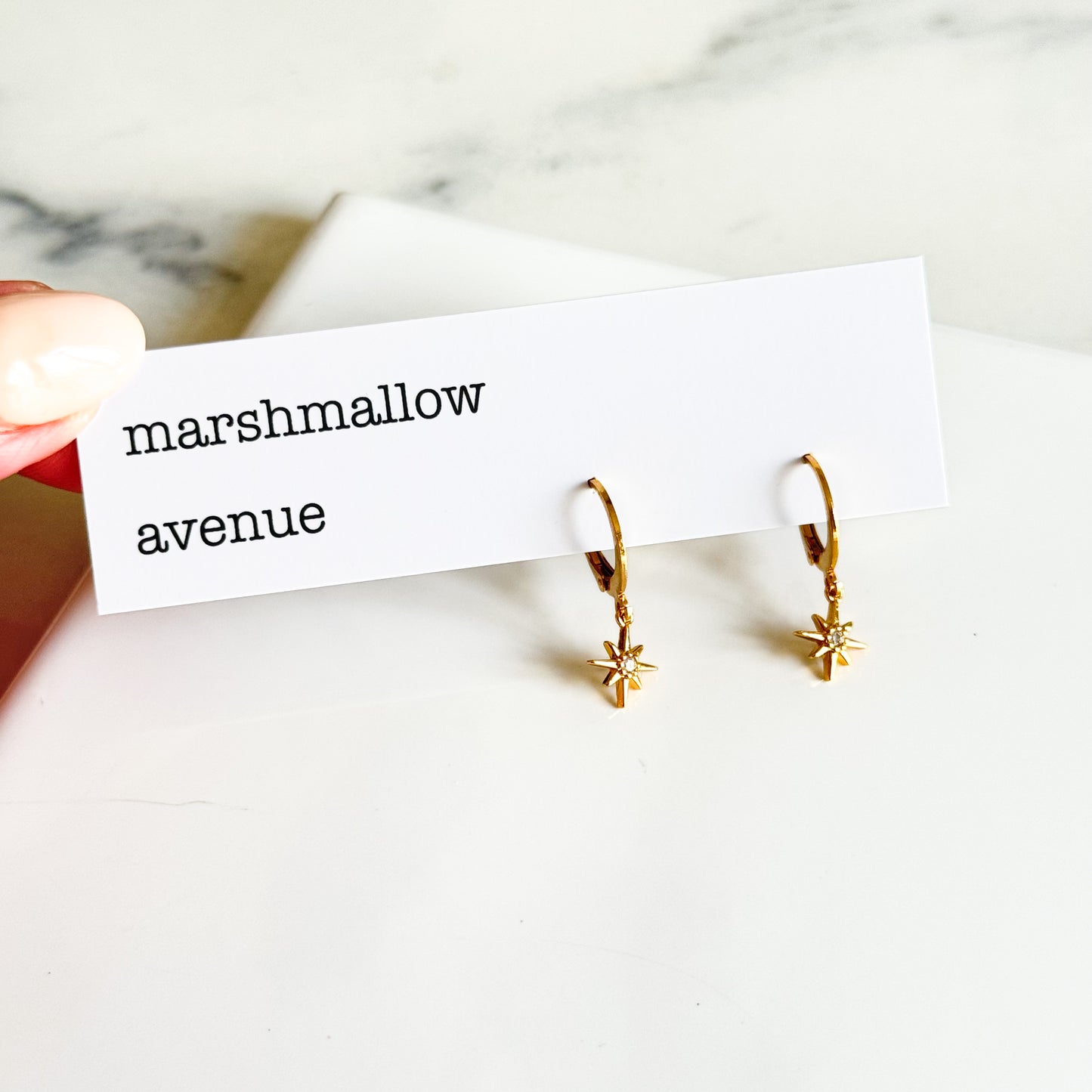 Gold Plated Cubic Zirconia Star Huggies