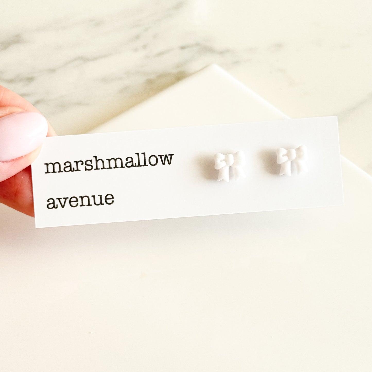 Glittery White Bow Studs