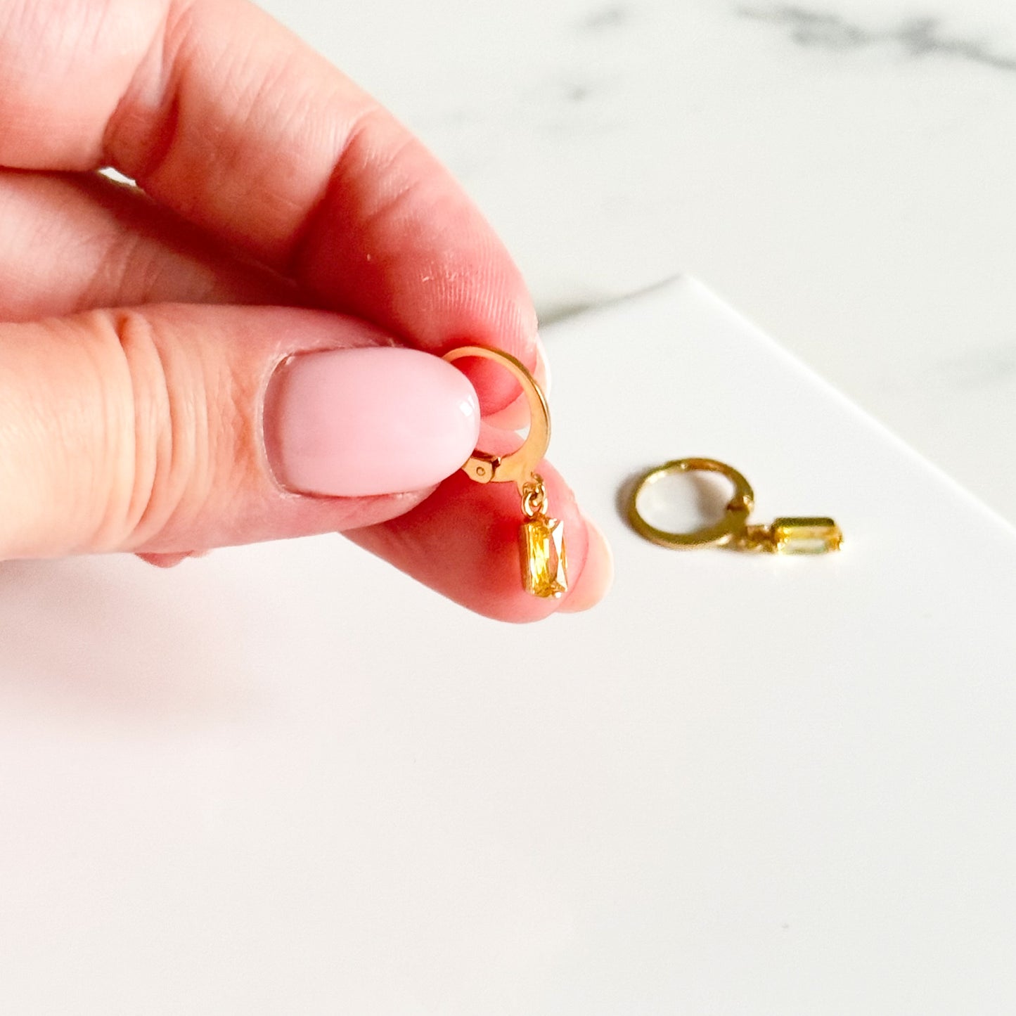 Gold Plated Lemon CZ Huggies