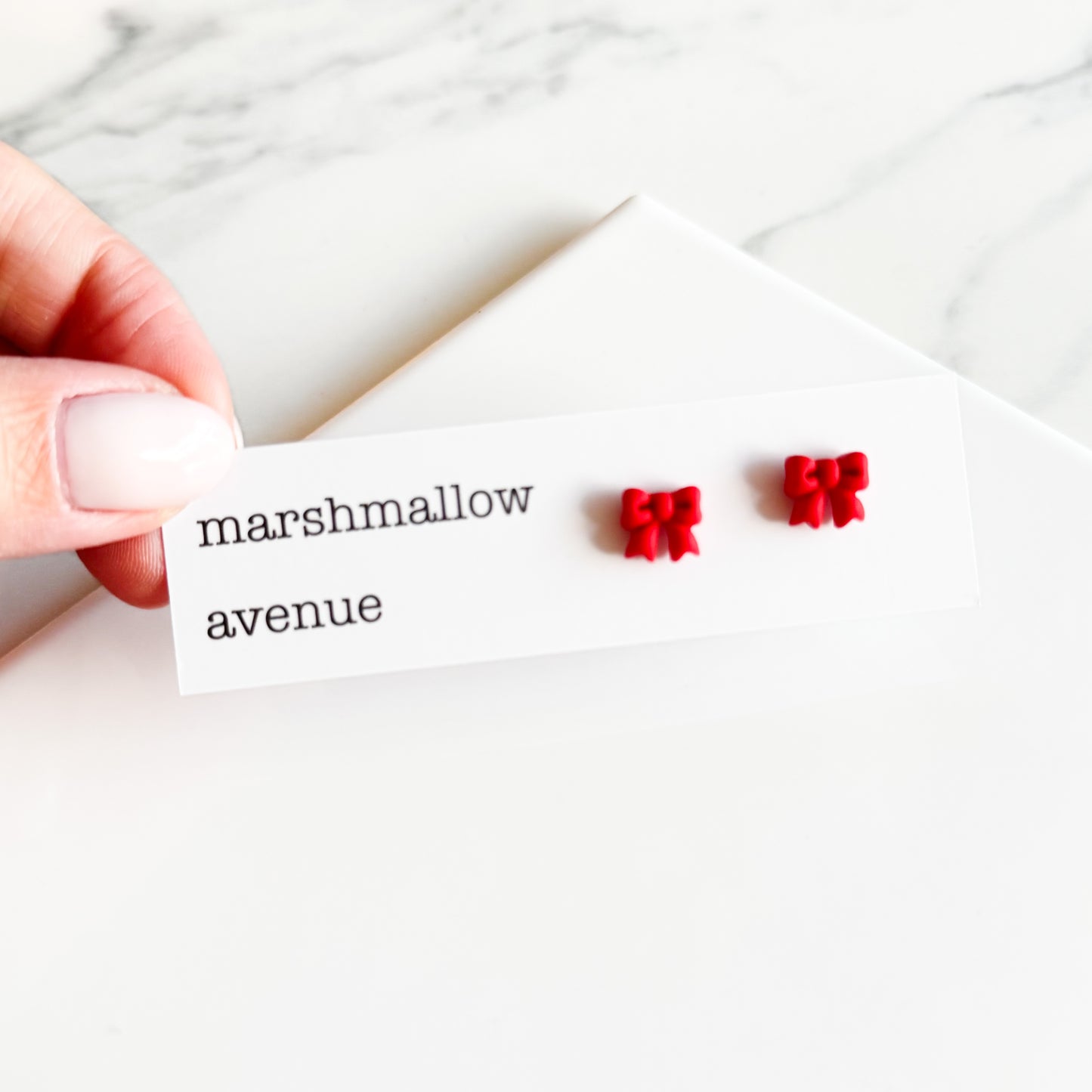 Red Mini Bow Studs