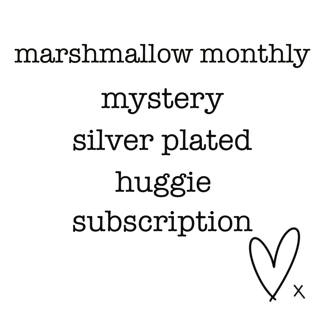 Marshmallow Monthly Mystery Silver Plated Huggie Subscription