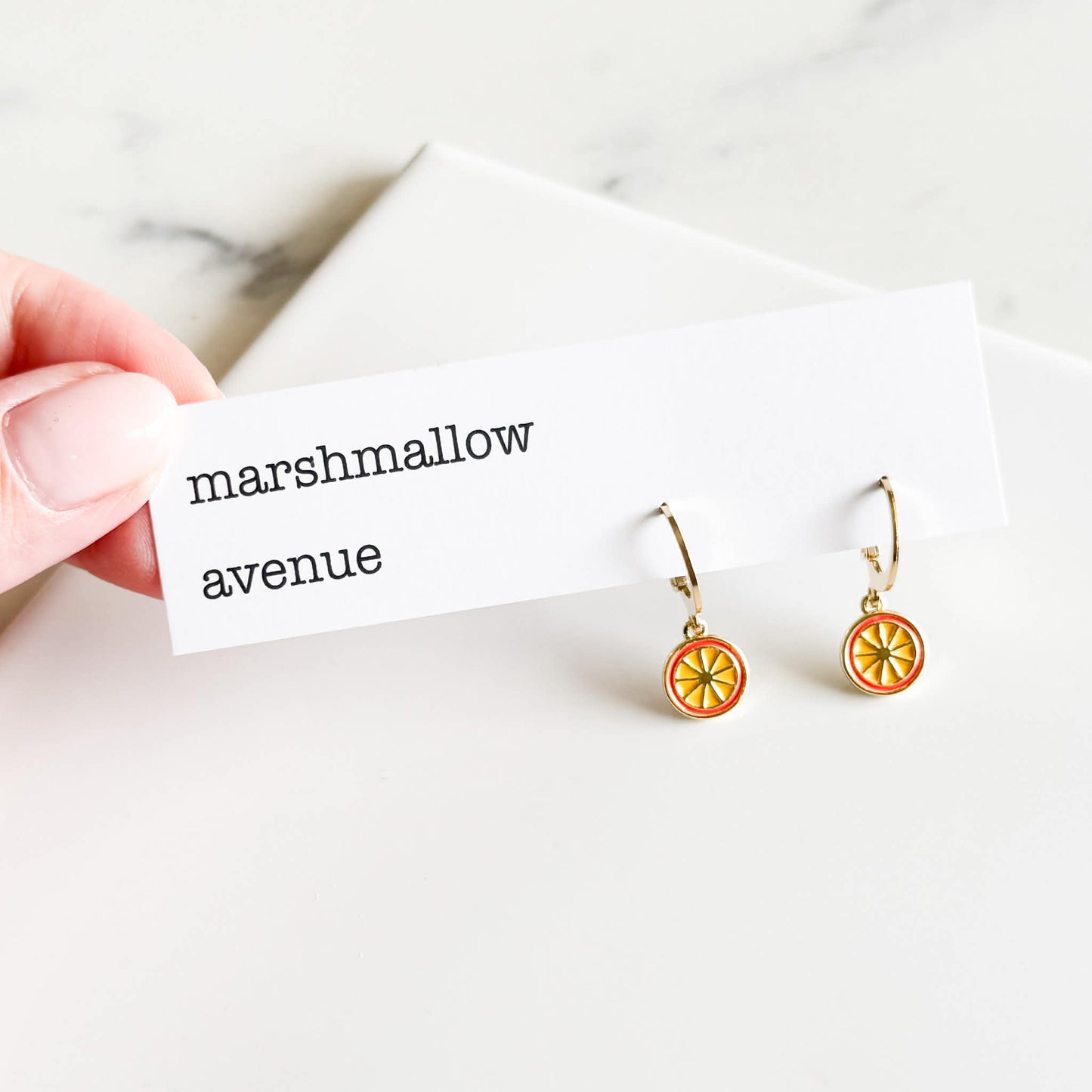 Gold Plated Enamel Orange Huggies