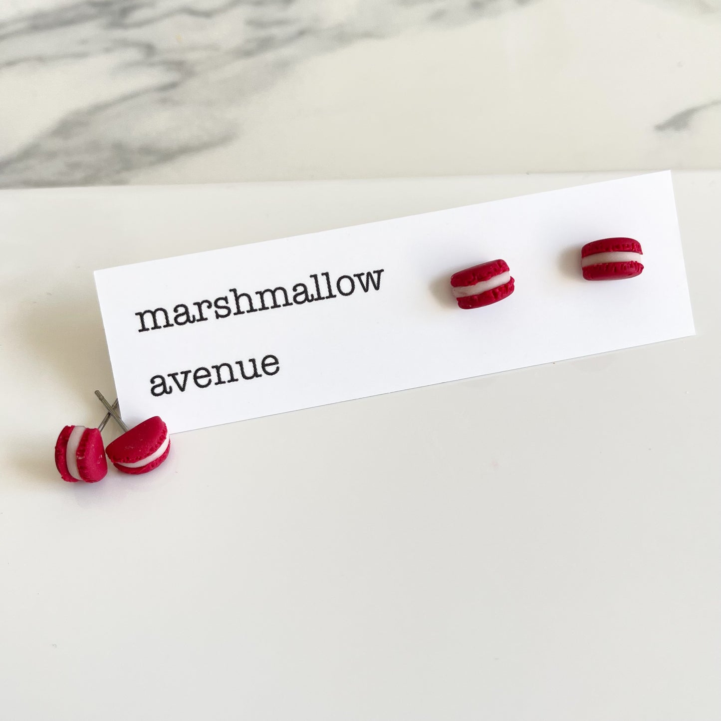 Cherry French Macaroon Studs