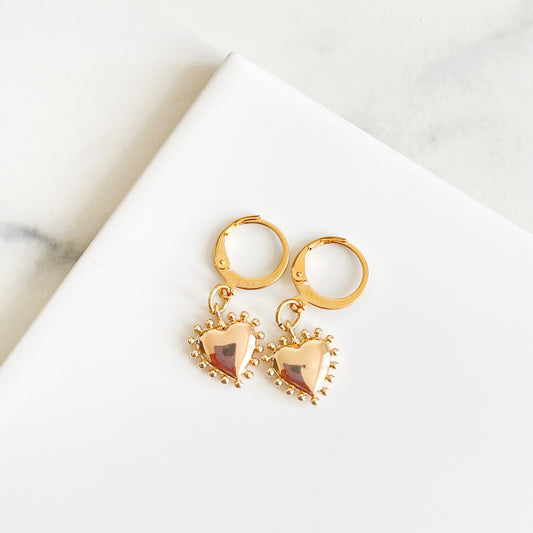 Gold Plated Bobbly Heart Huggies