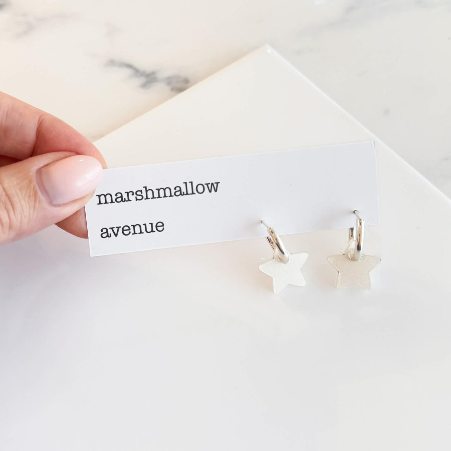 Silver Hoop Acrylic Star Huggies