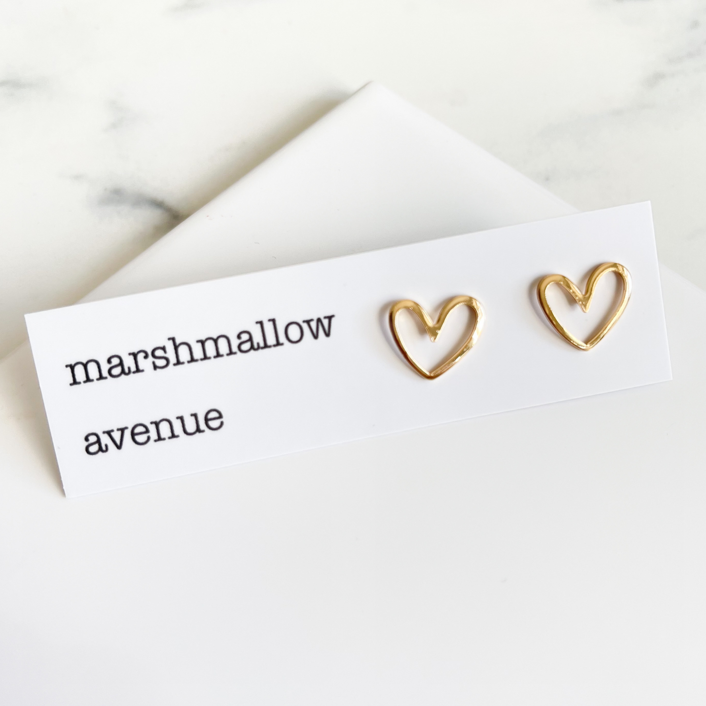 Gold Plated Hollow Heart Studs