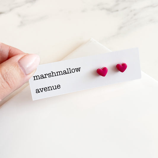 Pink Heart Macaron Studs