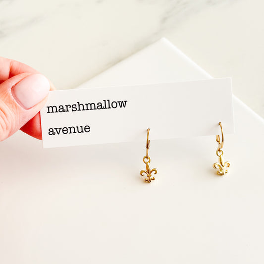 Gold Plated Fleur-de-lis Huggies