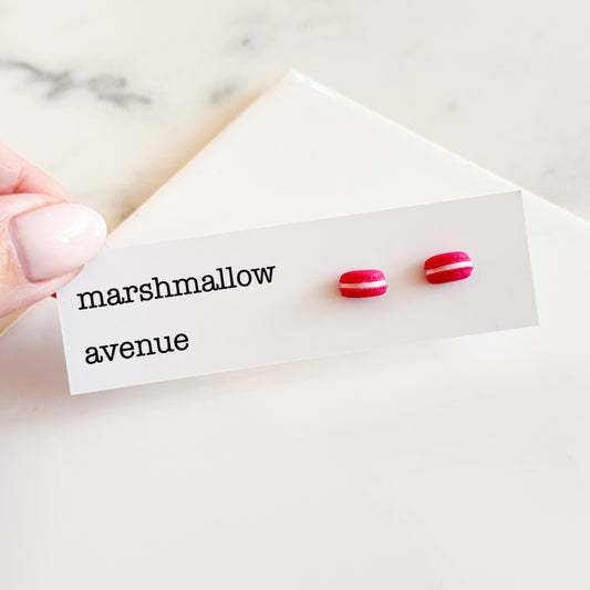 Raspberry Macaron Studs