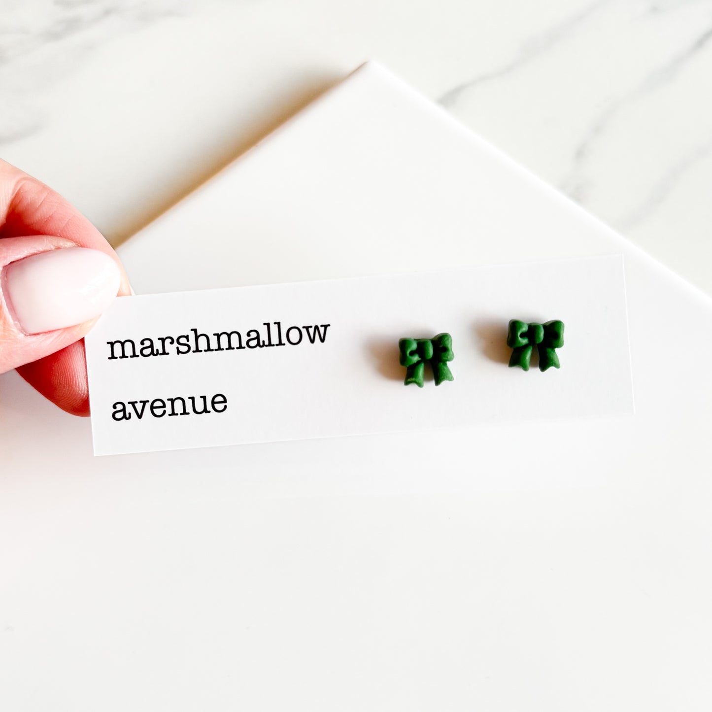 Green Mini Bow Studs