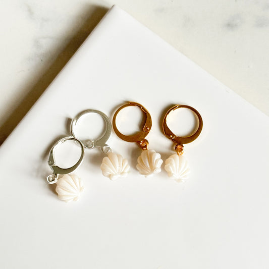 Pearl Shell Huggies